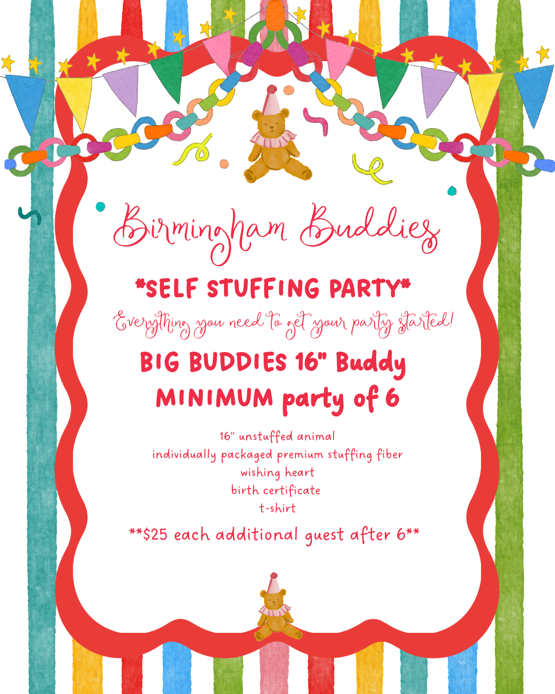 16” Birmingham Buddies: SELF STUFFING 6 KIDS
